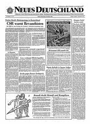Neues Deutschland Online-Archiv vom 18.02.1960