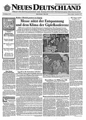 Neues Deutschland Online-Archiv on Mar 7, 1960