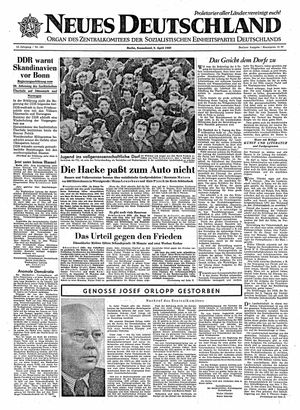 Neues Deutschland Online-Archiv vom 09.04.1960