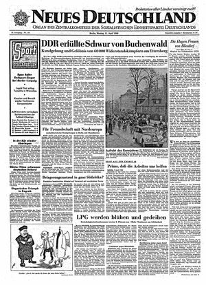Neues Deutschland Online-Archiv vom 11.04.1960