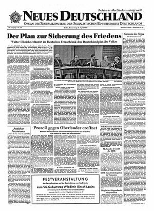 Neues Deutschland Online-Archiv vom 21.04.1960