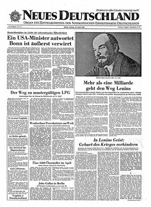 Neues Deutschland Online-Archiv vom 22.04.1960