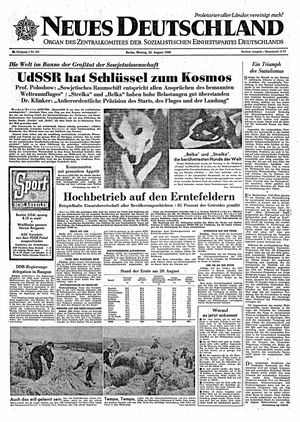 Neues Deutschland Online-Archiv vom 22.08.1960
