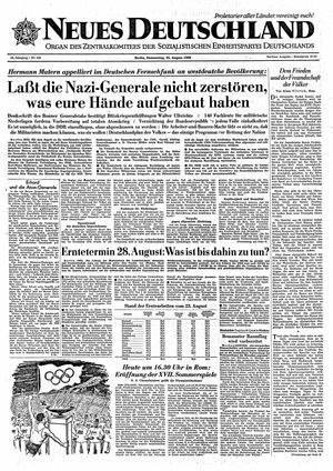Neues Deutschland Online-Archiv vom 25.08.1960