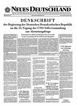 Neues Deutschland Online-Archiv vom 16.09.1960