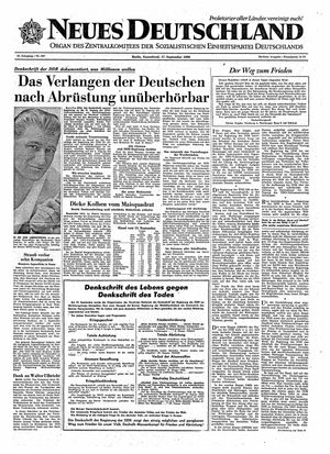 Neues Deutschland Online-Archiv vom 17.09.1960