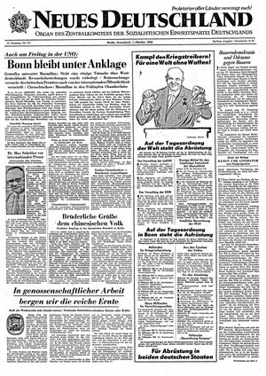 Neues Deutschland Online-Archiv vom 01.10.1960