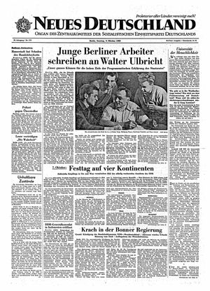 Neues Deutschland Online-Archiv vom 09.10.1960