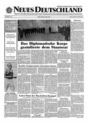 Neues Deutschland Online-Archiv vom 02.01.1961