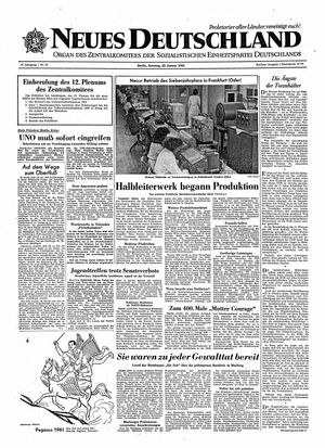 Neues Deutschland Online-Archiv vom 22.01.1961