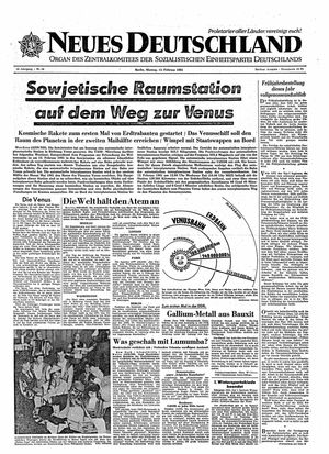 Neues Deutschland Online-Archiv vom 13.02.1961