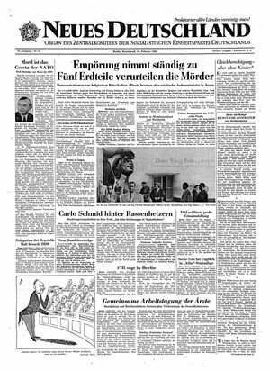Neues Deutschland Online-Archiv vom 18.02.1961