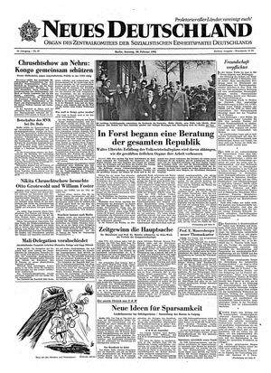 Neues Deutschland Online-Archiv vom 26.02.1961
