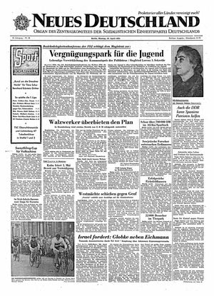 Neues Deutschland Online-Archiv vom 10.04.1961