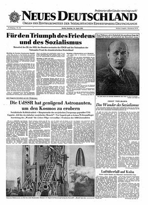 Neues Deutschland Online-Archiv vom 16.04.1961
