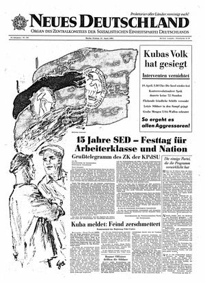 Neues Deutschland Online-Archiv vom 21.04.1961