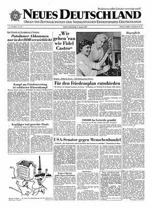 Neues Deutschland Online-Archiv vom 03.08.1961