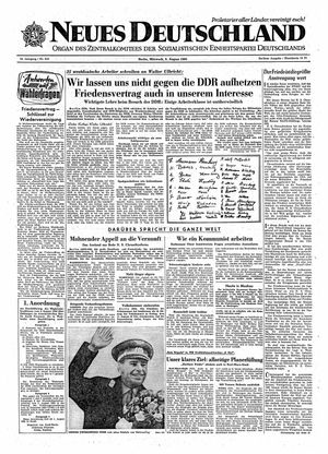 Neues Deutschland Online-Archiv vom 09.08.1961