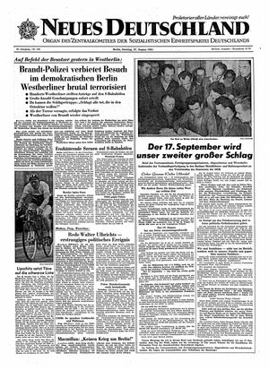 Neues Deutschland Online-Archiv vom 27.08.1961