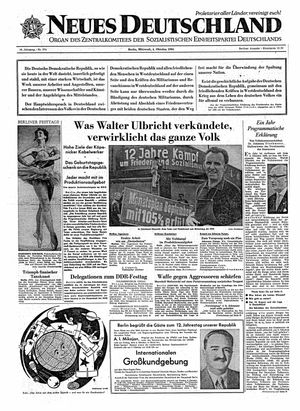 Neues Deutschland Online-Archiv on Oct 4, 1961