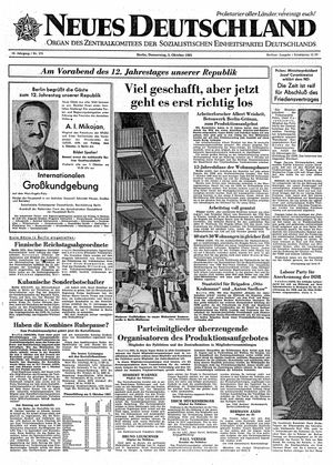 Neues Deutschland Online-Archiv on Oct 5, 1961