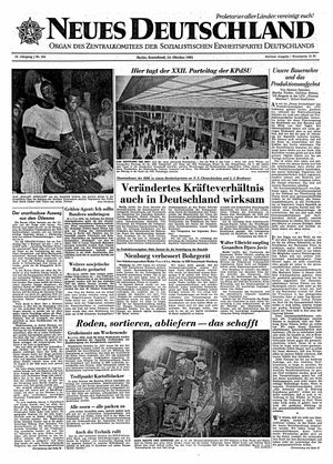 Neues Deutschland Online-Archiv vom 14.10.1961