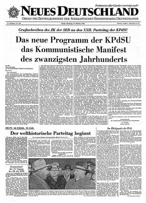 Neues Deutschland Online-Archiv vom 17.10.1961