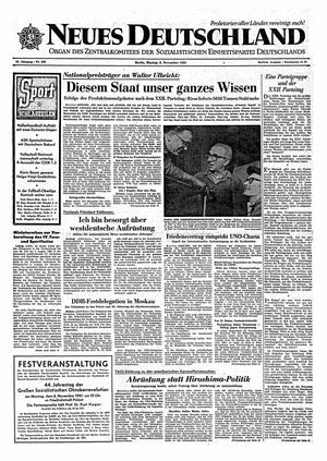 Neues Deutschland Online-Archiv vom 06.11.1961