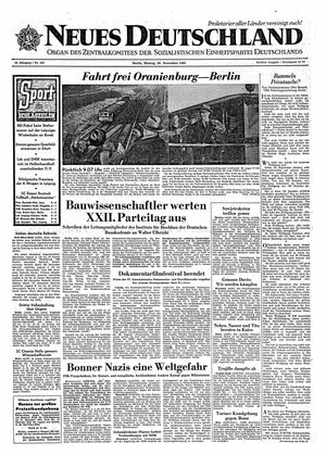 Neues Deutschland Online-Archiv vom 20.11.1961