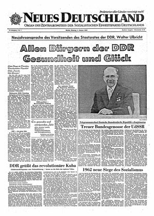 Neues Deutschland Online-Archiv vom 01.01.1962
