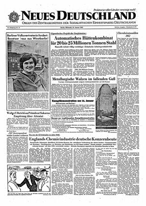 Neues Deutschland Online-Archiv vom 10.01.1962