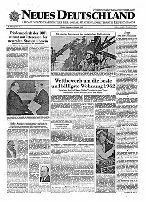 Neues Deutschland Online-Archiv vom 16.01.1962