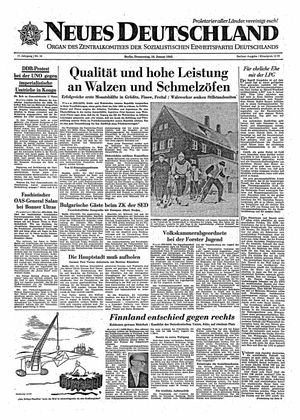 Neues Deutschland Online-Archiv vom 18.01.1962