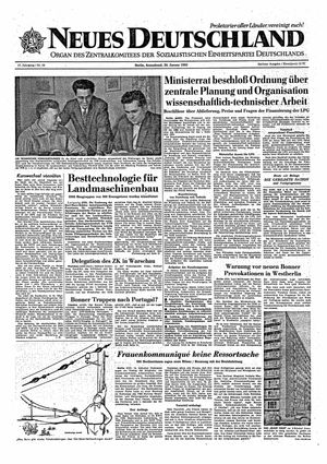 Neues Deutschland Online-Archiv vom 20.01.1962