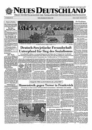 Neues Deutschland Online-Archiv vom 10.02.1962