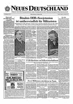 Neues Deutschland Online-Archiv vom 11.02.1962