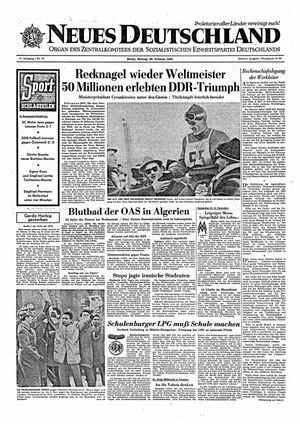 Neues Deutschland Online-Archiv vom 26.02.1962