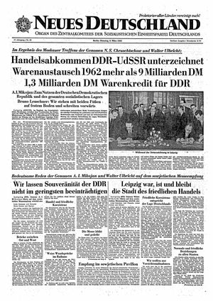 Neues Deutschland Online-Archiv vom 06.03.1962