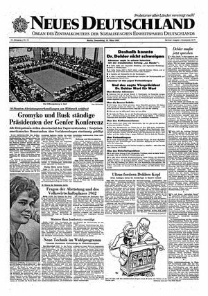 Neues Deutschland Online-Archiv vom 15.03.1962