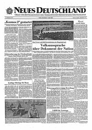 Neues Deutschland Online-Archiv vom 07.04.1962