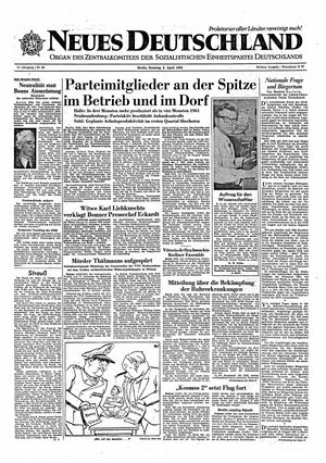 Neues Deutschland Online-Archiv vom 08.04.1962