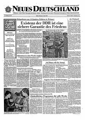 Neues Deutschland Online-Archiv vom 09.04.1962