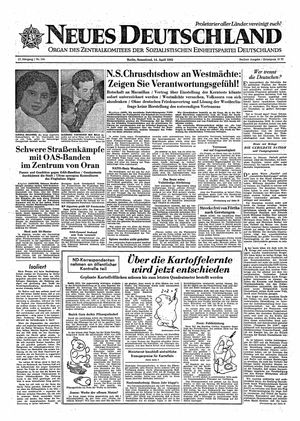 Neues Deutschland Online-Archiv vom 14.04.1962