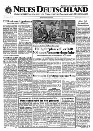 Neues Deutschland Online-Archiv vom 04.07.1962