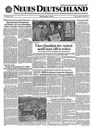 Neues Deutschland Online-Archiv vom 07.07.1962
