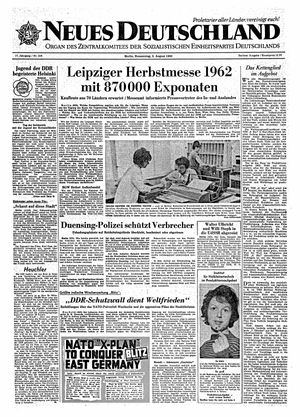 Neues Deutschland Online-Archiv on Aug 2, 1962