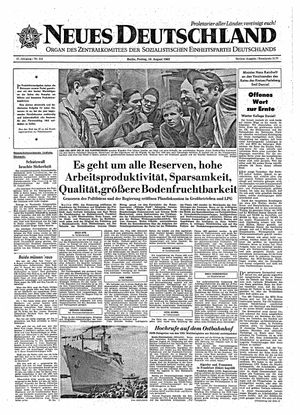 Neues Deutschland Online-Archiv vom 10.08.1962