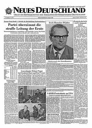 Neues Deutschland Online-Archiv vom 25.08.1962