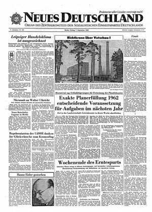Neues Deutschland Online-Archiv vom 07.09.1962