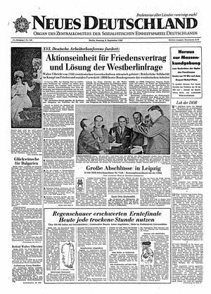 Neues Deutschland Online-Archiv vom 09.09.1962